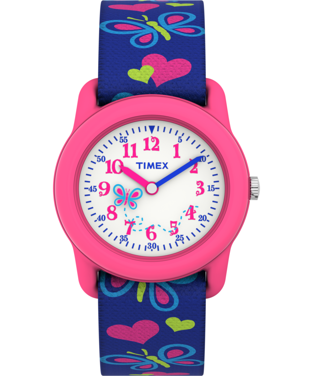 TIMEX TIME MACHINES® 29mm Butterflies and Hearts Blue Elastic