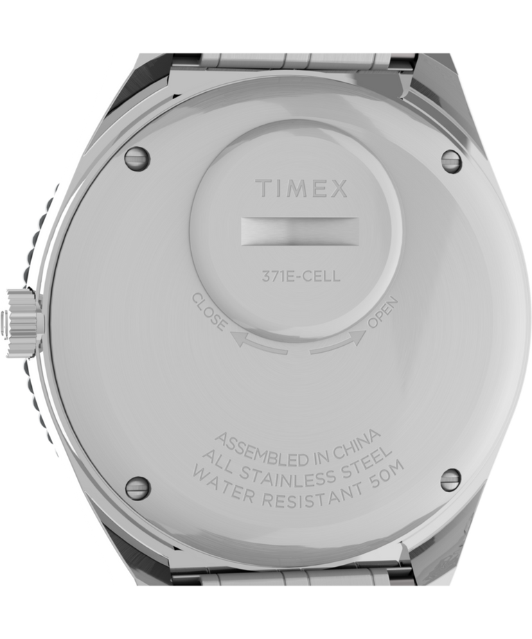 TW2V38000 Q Timex GMT 38mm Stainless Steel Bracelet Watch Caseback Image
