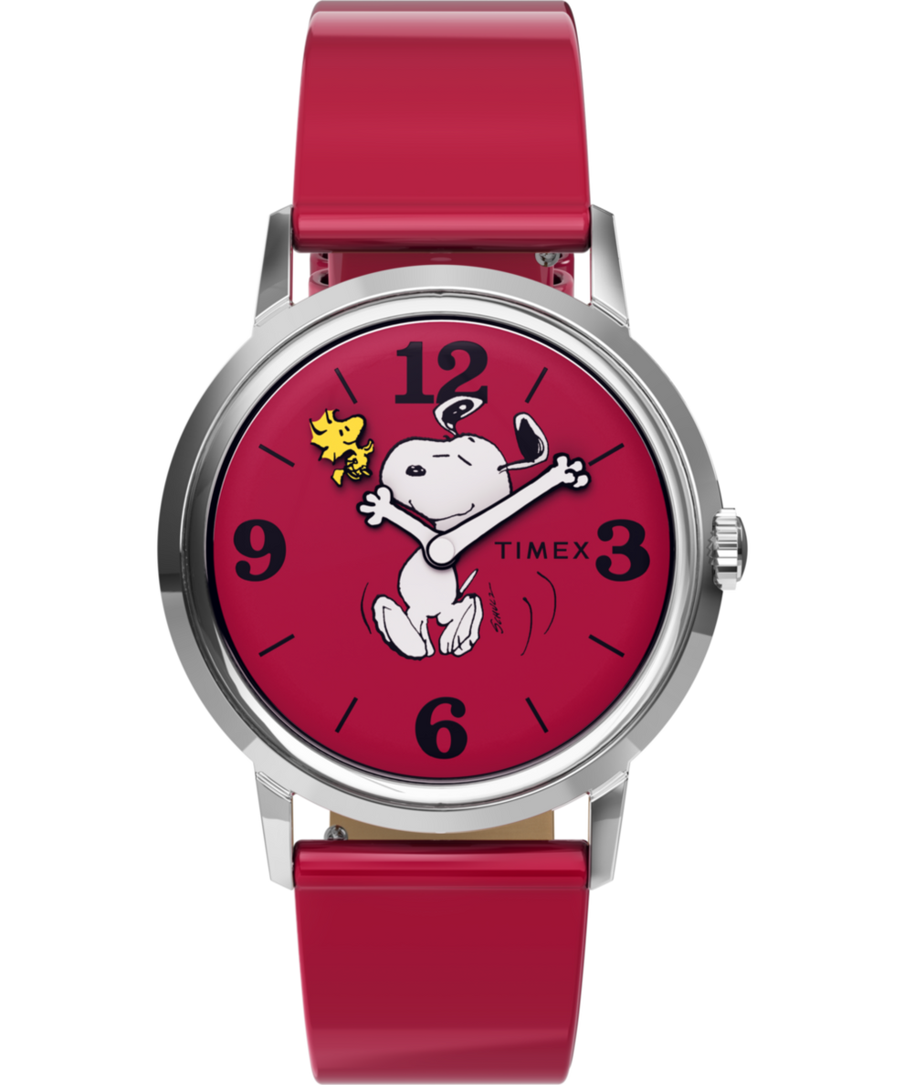 TW2W26200 Marlin® Hand-Wound x Peanuts Snoopy Dancing Reissue 34mm Leather Strap Watch Primary Image
