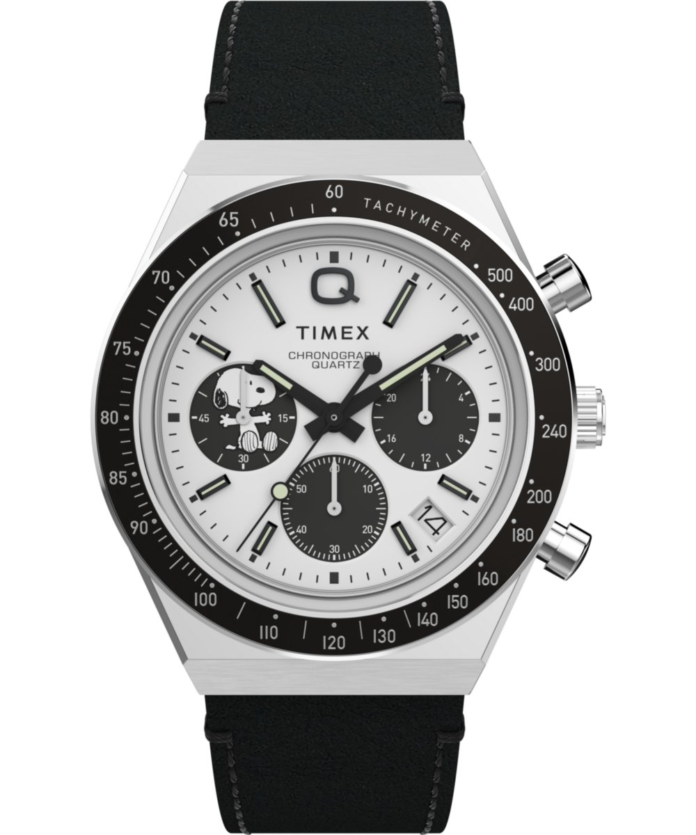 Peanuts® x Q Timex® Snoopy 40mm Leather Strap Watch - TW2W68900