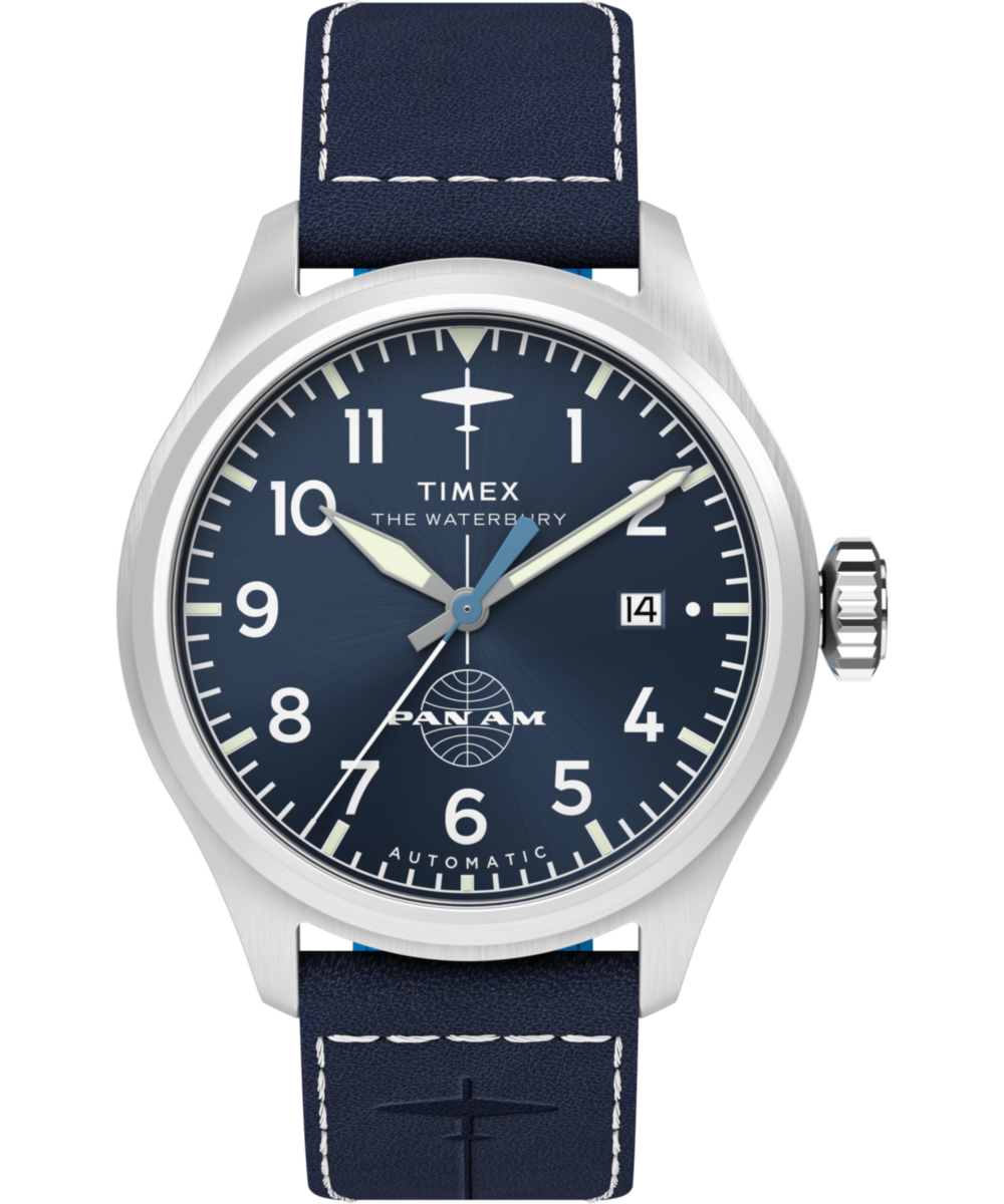 Pan Am® x Timex Waterbury Automatic Ace 41mm Leather Strap Watch