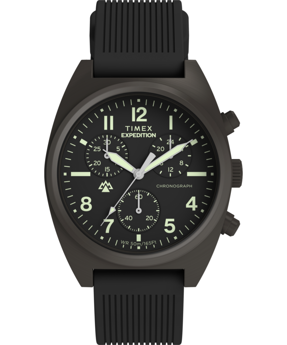 Timex Expedition ブラック クロノグラフ腕時計 Expedition® Capstone Chronograph 41mm Silicone Strap Watch
