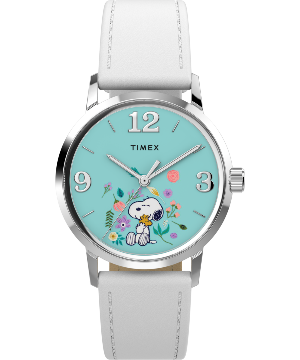 Peanuts® x Timex Marlin® Flower Dial 38mm Leather Strap Watch