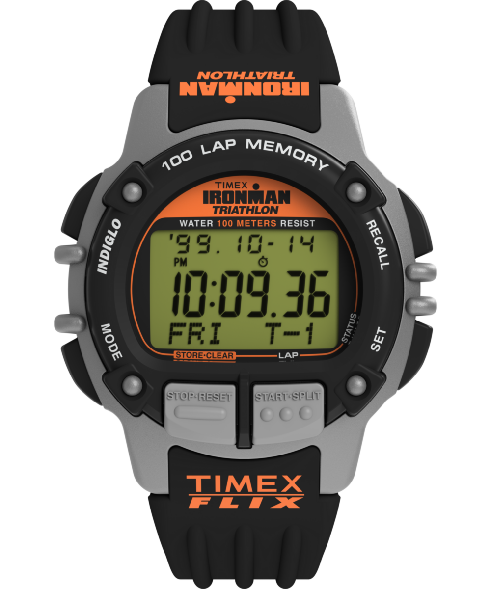 TIMEX  IRONMAN  TRIATHLON デジタル A423 TIMEX® IRONMAN® Flix 100 Lap 42mm PU Strap Watch - TW5M63200