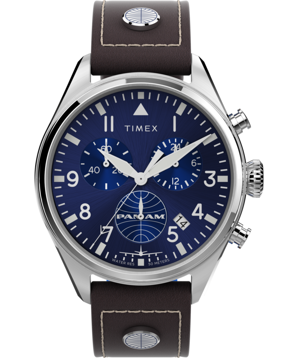 Pan Am x Timex Chronograph 42mm Leather Strap Watch - TWG030000