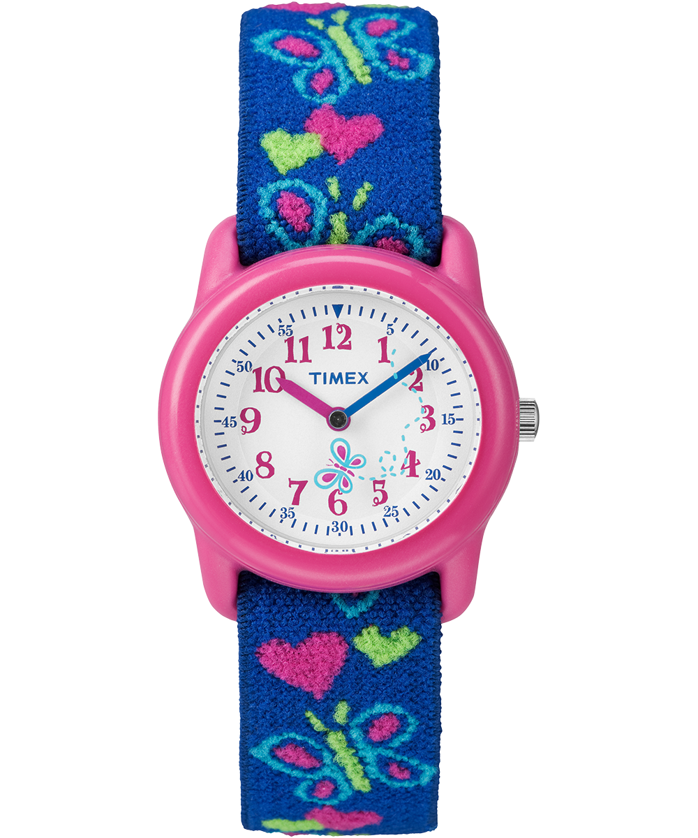 TIMEX TIME MACHINES® 29mm Butterflies and Hearts Blue Elastic 