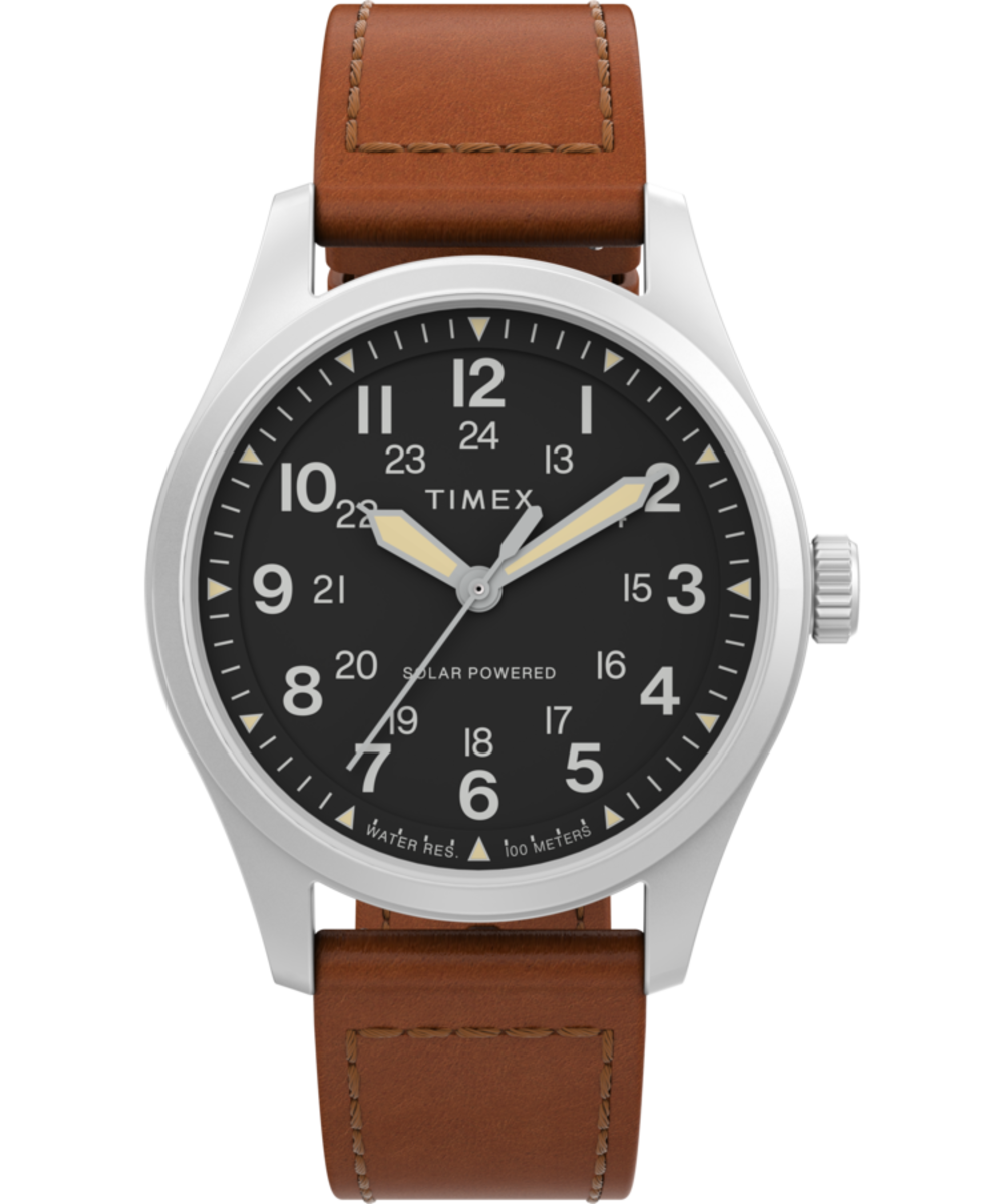 Expedition North® Field Post Solar 36mm Eco-Friendly Leather Strap Watch