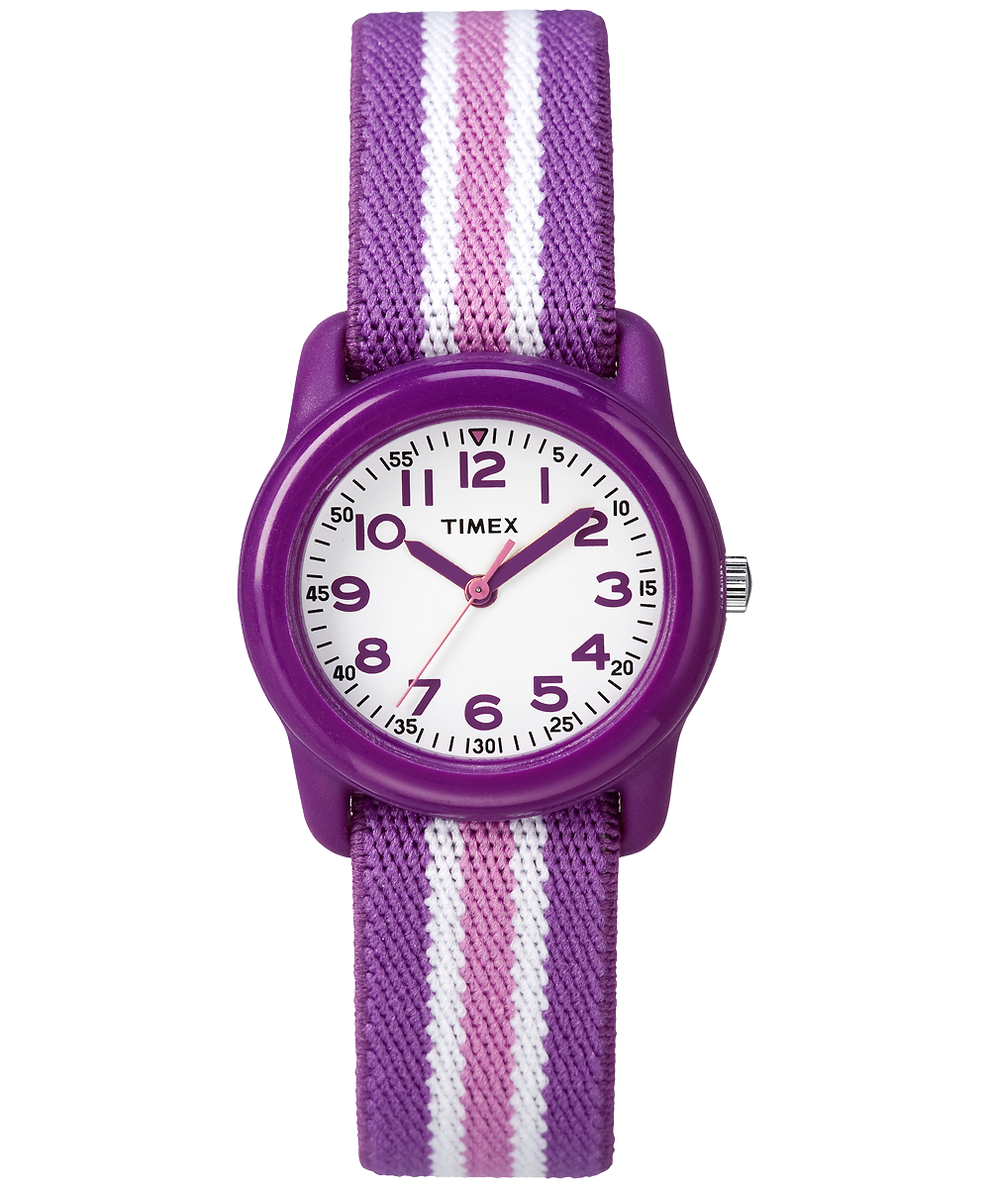 TW7C061002Y TIMEX TIME MACHINES® 29mm Purple Stripe Elastic Fabric Kids Watch primary image