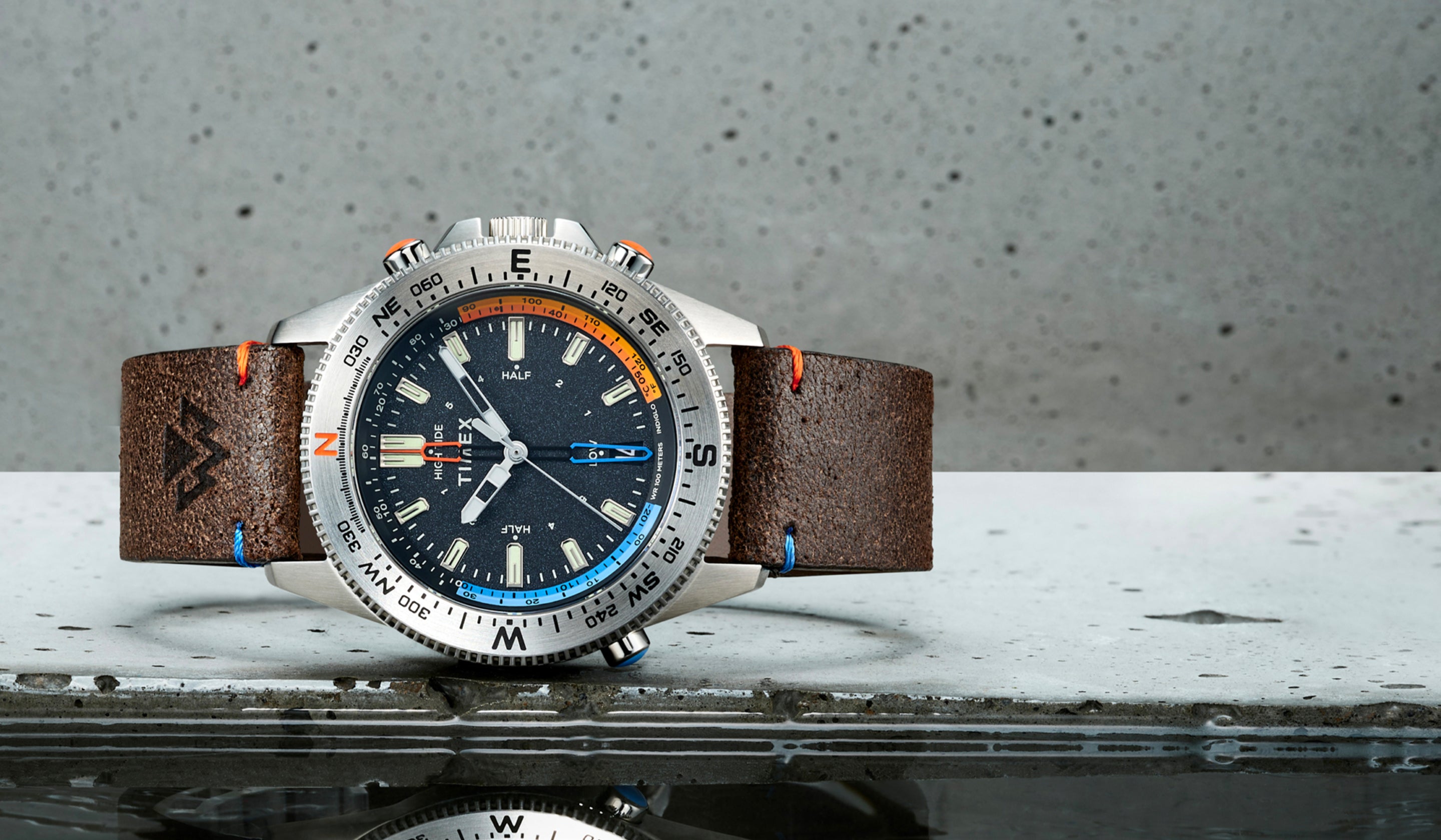 CALEE TIMEX Expedition コラボ 腕時計 Expedition Tide-Temp-Compass 43mm Eco-Friendly Leather Strap Watch