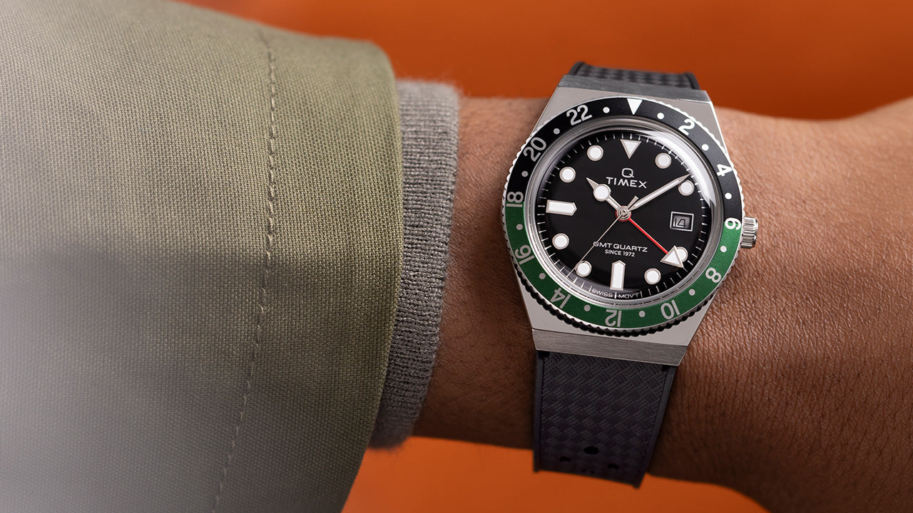 Q Timex® GMT 38mm Synthetic Rubber Strap Watch - TW2W57500