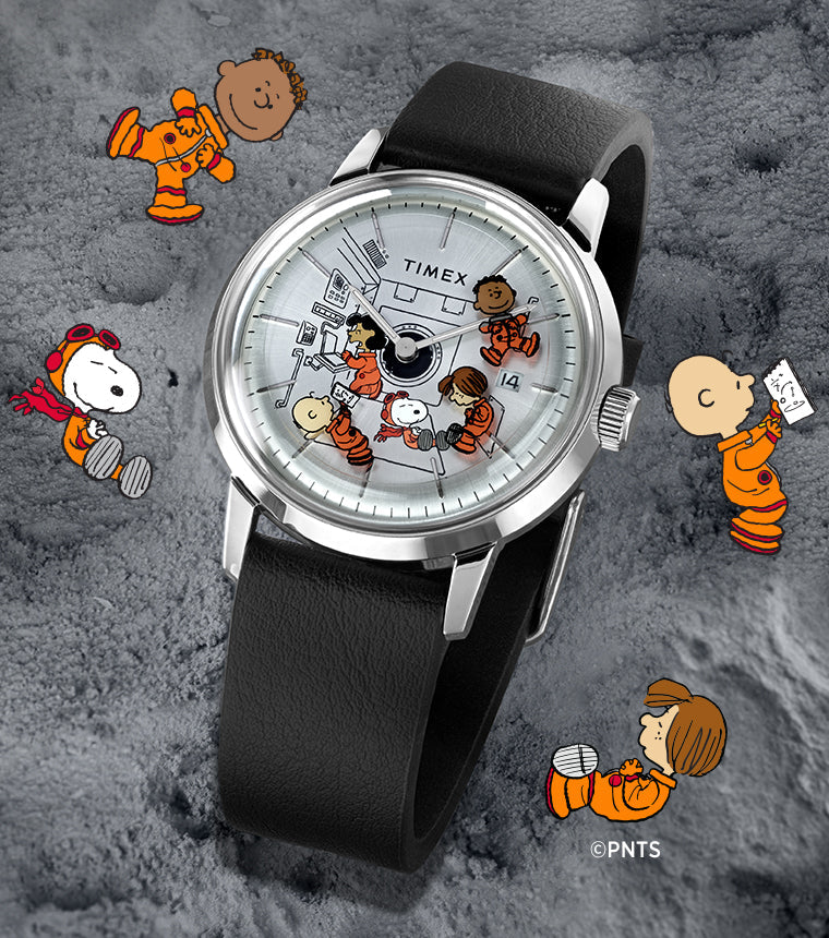Timex x Peanuts® Marlin® Automatic Space 40mm Leather Strap Watch