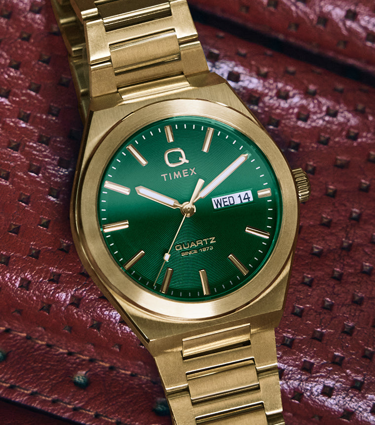 Q Timex® Continental Day and Date 39mm Stainless Steel Bracelet