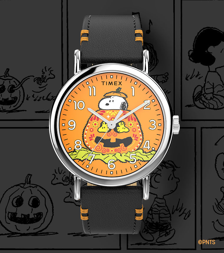 Peanuts® x Timex Weekender Pumpkin Dial 40mm Leather Strap Watch