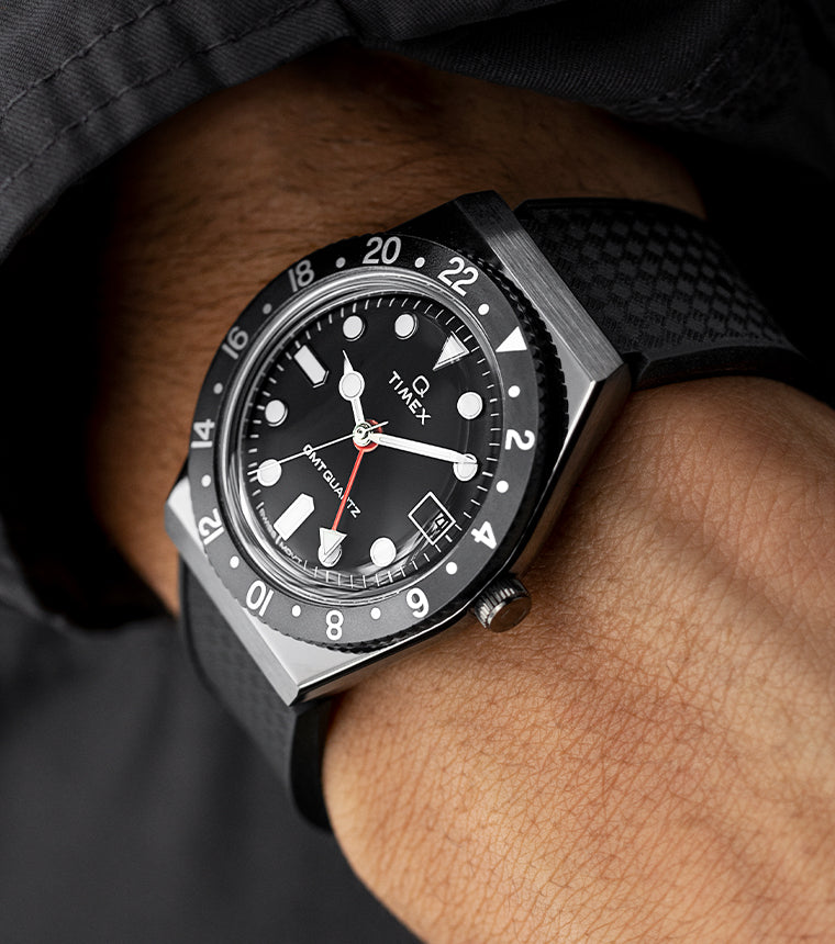 ＴＷ６０ Q Timex® GMT 38mm Synthetic Rubber Strap Watch - TW2W57500