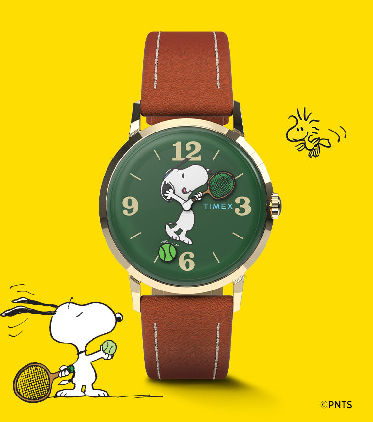 Peanuts® x Timex Marlin® Hand-Wound Snoopy Tennis 34mm Leather