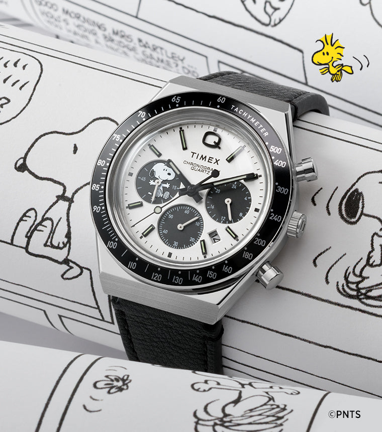 Peanuts® x Q Timex® Snoopy 40mm Leather Strap Watch - TW2W68900