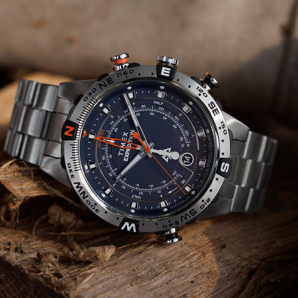 Expedition Tide-Temp-Compass 45mm Stainless Steel Bracelet Watch