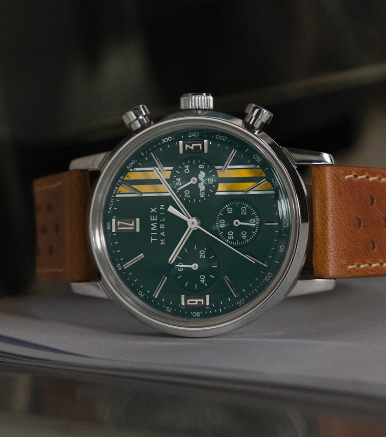 Marlin® Chronograph Tachymeter 40mm Leather Strap Watch