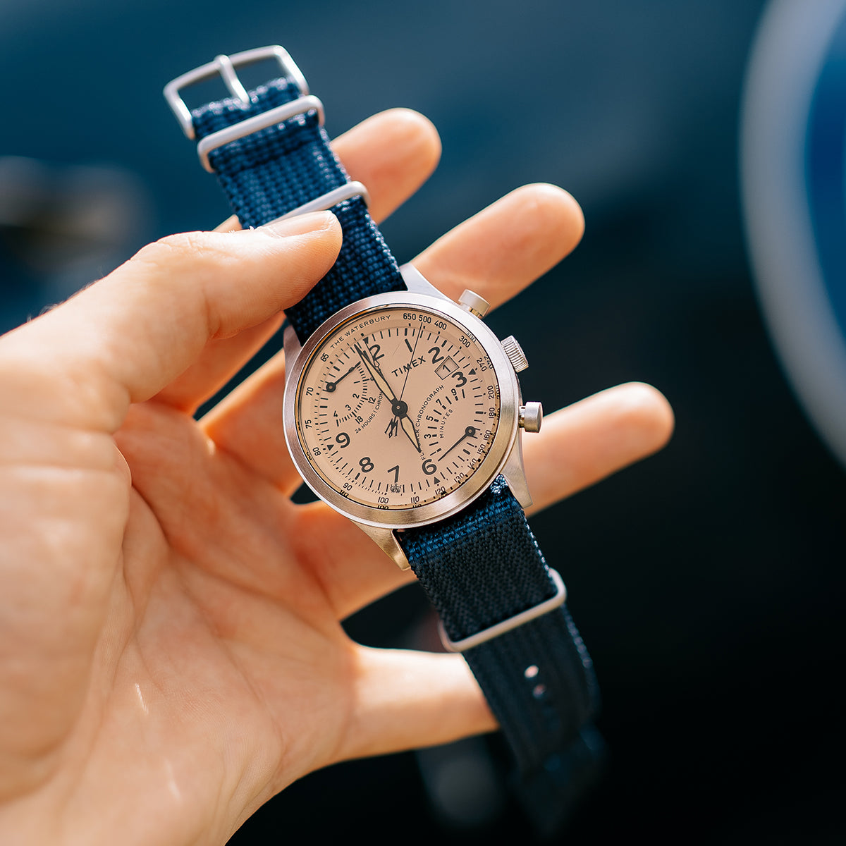 Waterbury Traditional Fly-Back Chronograph 43mm Fabric Strap Watch