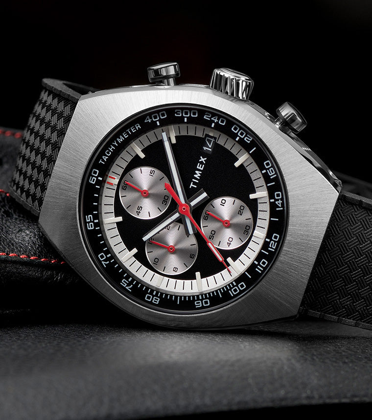Timex Legacy Tonneau Chronograph 42mm Synthetic Rubber Strap Watch