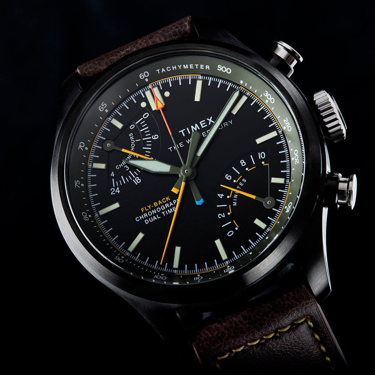 ヴィヴィオ Waterbury Ace Fly-Back Chronograph 43mm Leather Strap Watch