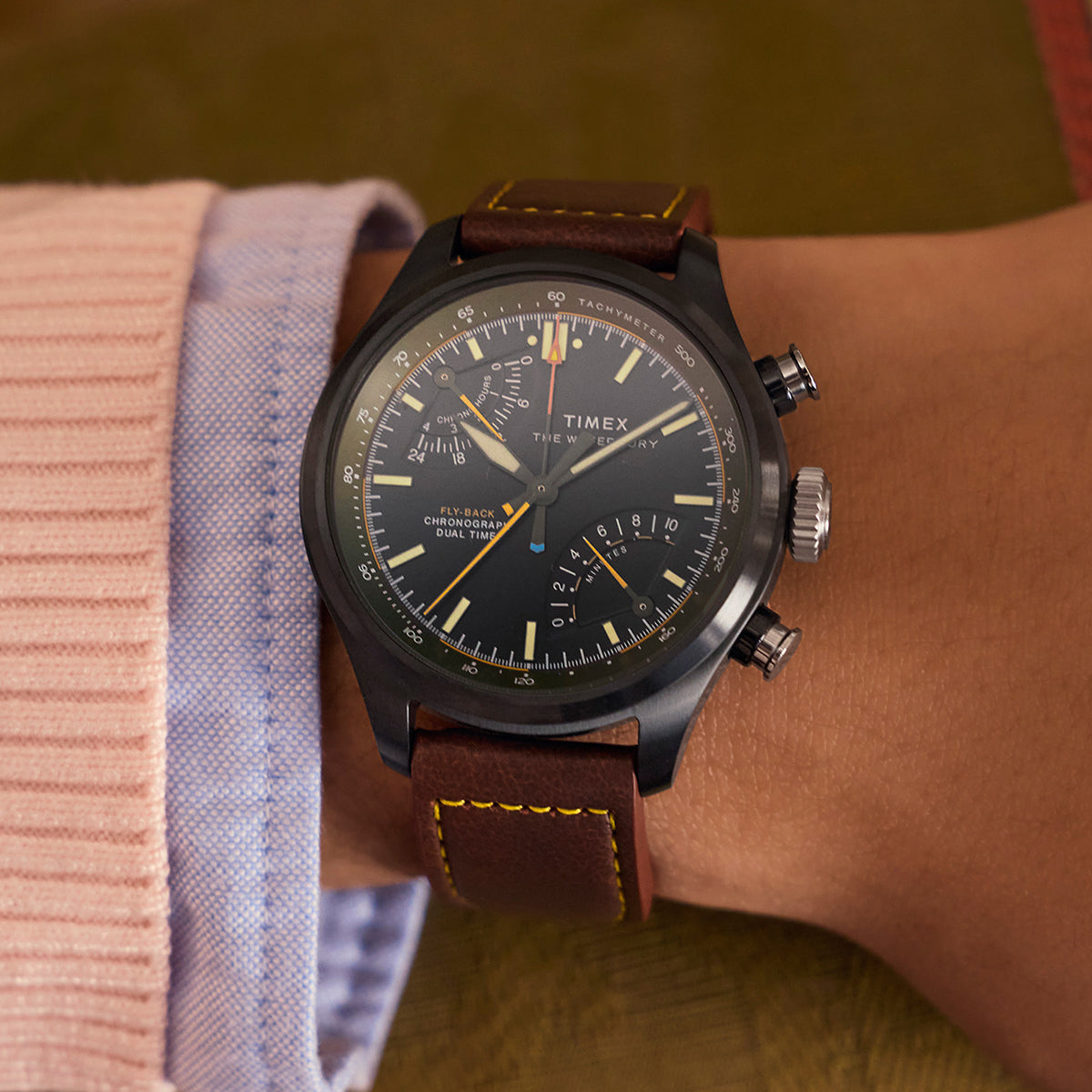 Waterbury Ace Fly-Back Chronograph 43mm Leather Strap Watch