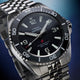 Close-up of Timex Deepwater Arctic watch dial showing luminous indices and 200m water resistance