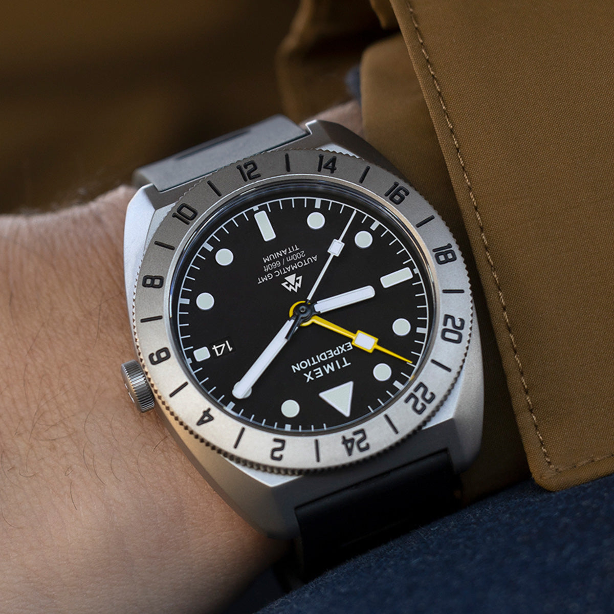 Expedition® Pioneer Titanium Automatic GMT 41mm Silicone Strap