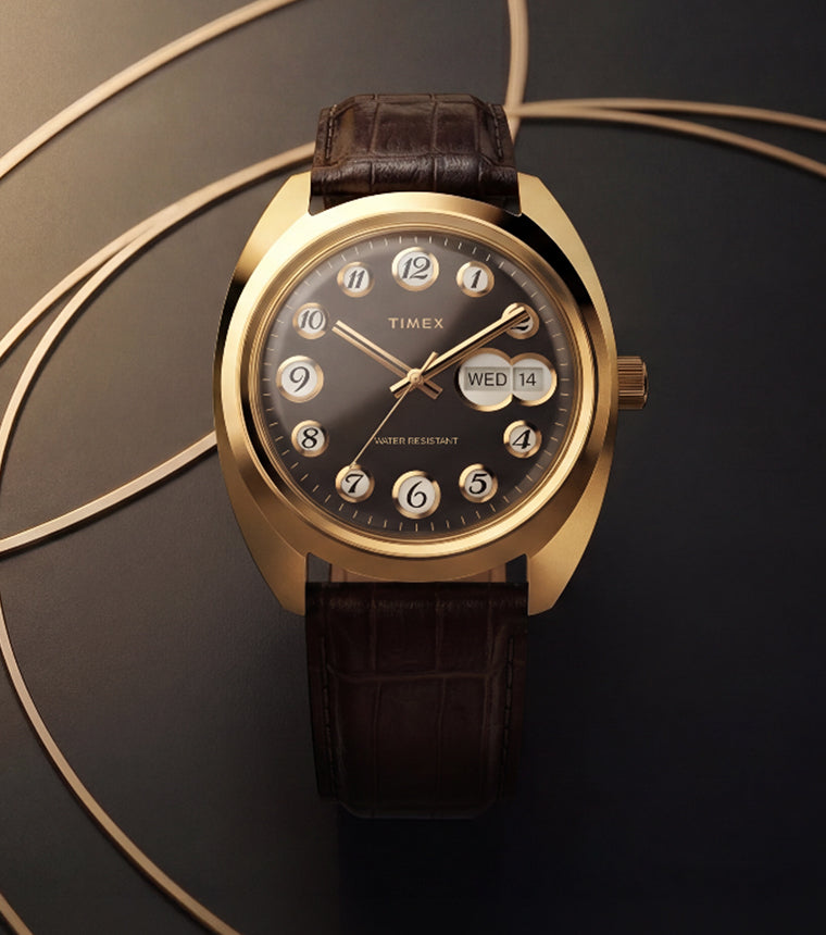 Timex® 1976 Rotary Phone Dial Reissue 37mm Leather Strap Watch