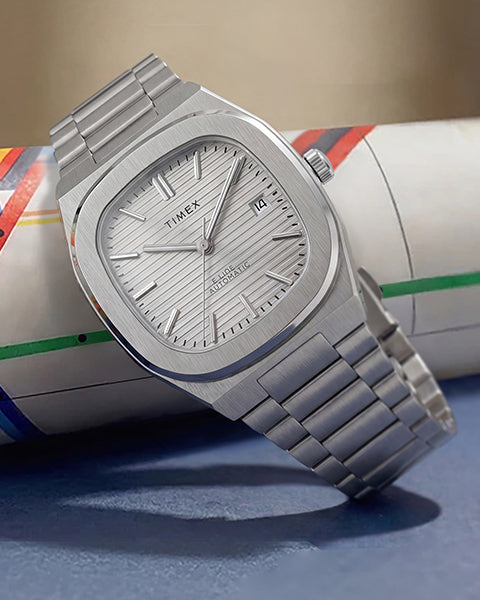 Timex® Automatic 1983 E Line 34mm Stainless Steel Expansion Band