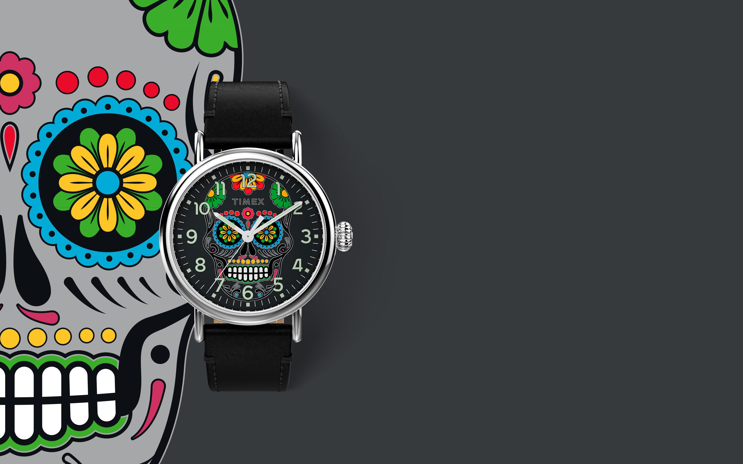 Timex Standard Dia de los Muertos 40mm Leather Strap Watch