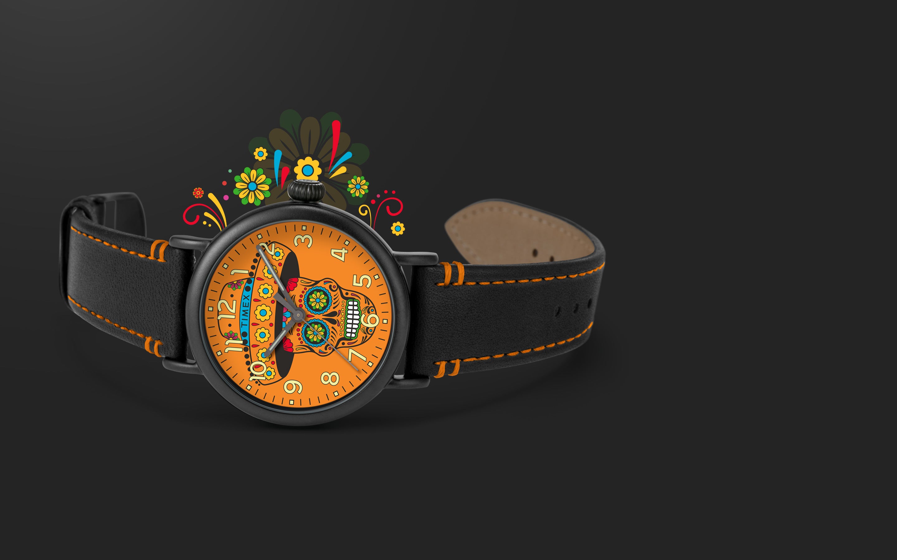 Timex Standard Dia de los Muertos 40mm Leather Strap Watch