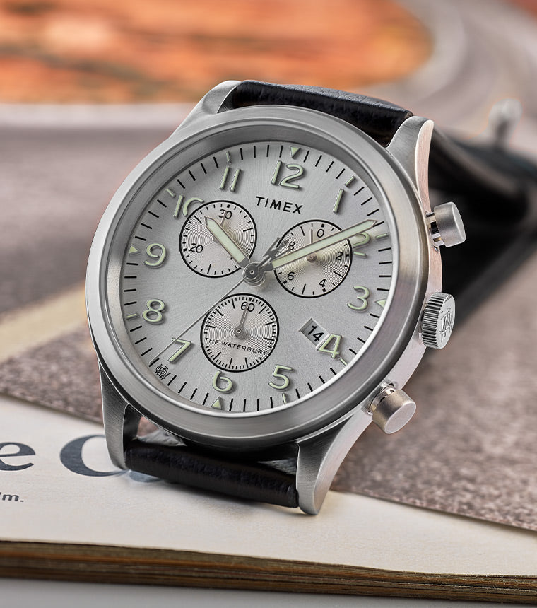 Waterbury Traditional Chronograph 42mm Leather Strap Watch