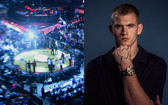 UFC ring and A Man Wearing Timex UFC Icon Chronograph Watch