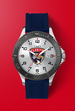 Gamer Navy Florida Panthers Watch in a Red Color Background.