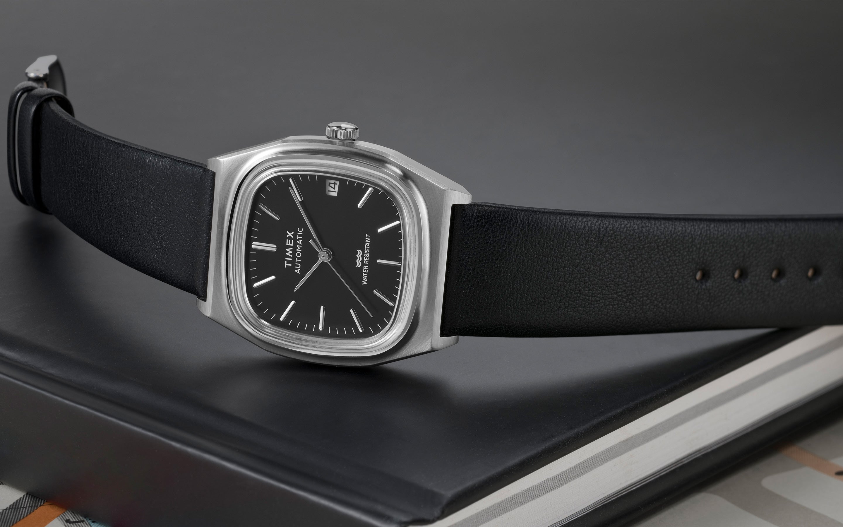 Timex® Automatic 1983 E Line 34mm Leather Strap Watch - TW2Y07500
