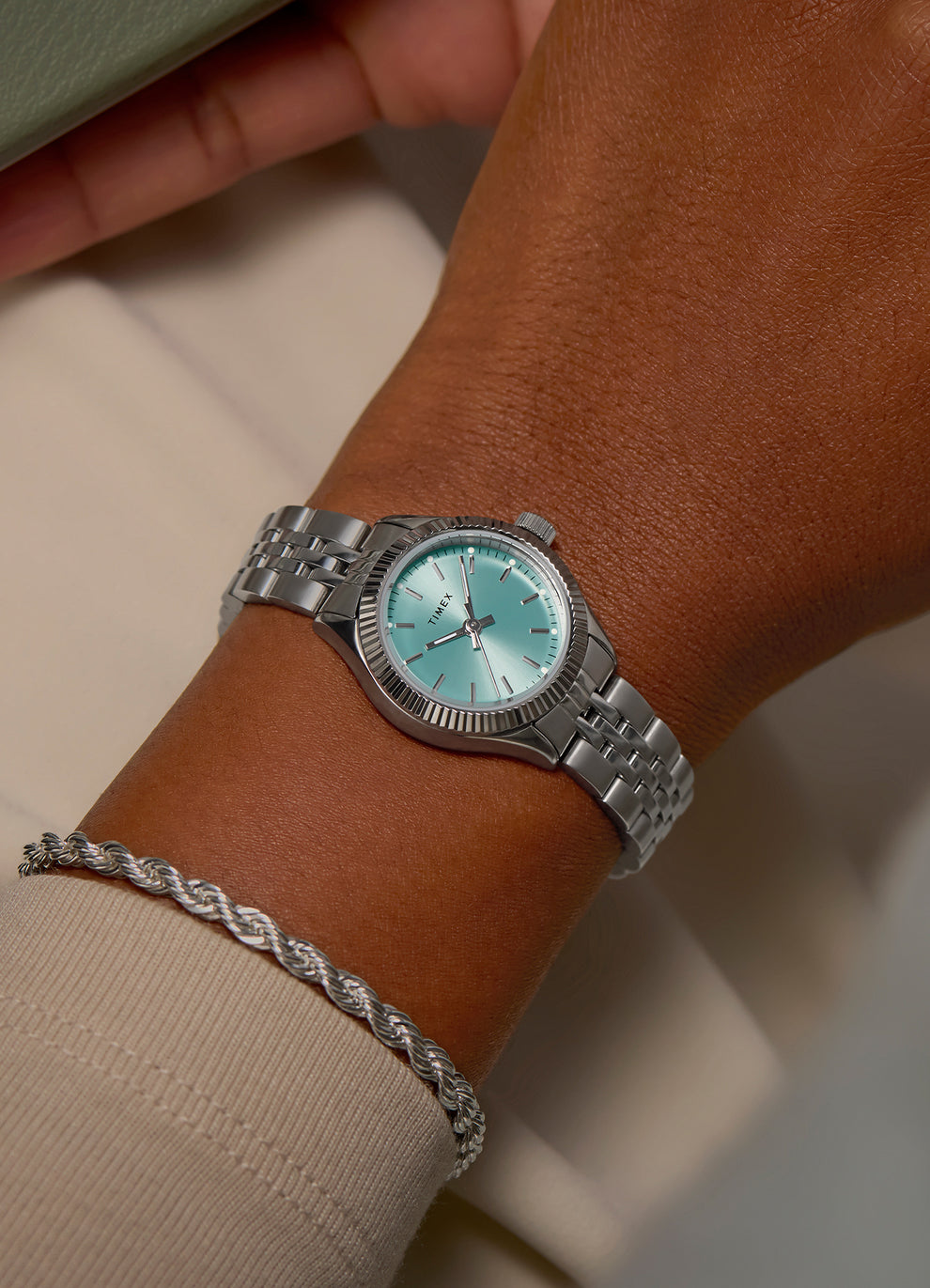 A beauty shot of Mini Legacy Two-tone watch in a woman's wrist