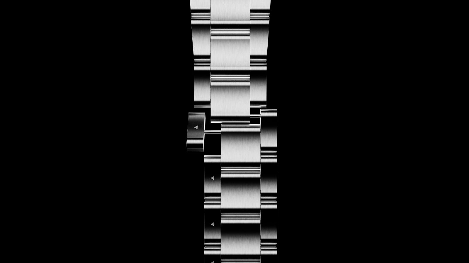 Close-up of Timex Atelier Chronograph Quartz M1a metal bracelet with brushed links and clasp detail