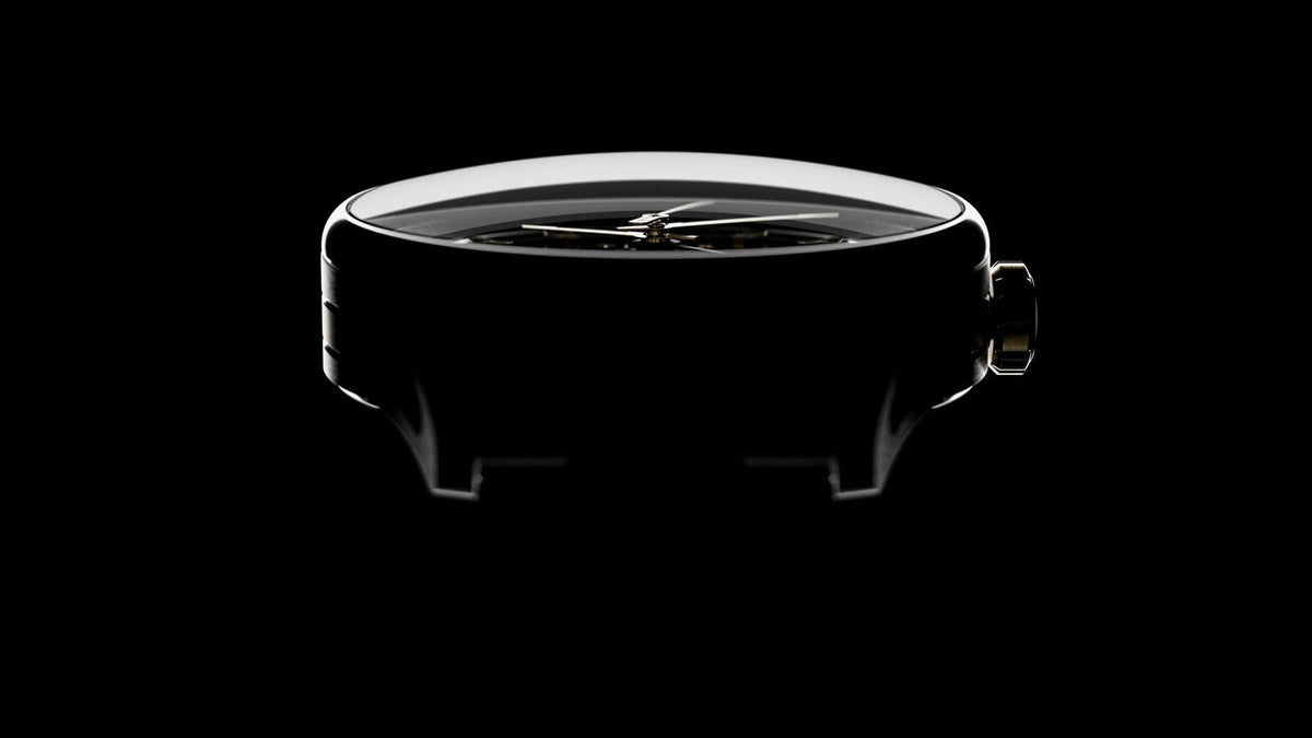 Side profile highlighting the watch’s domed crystal and polished case.