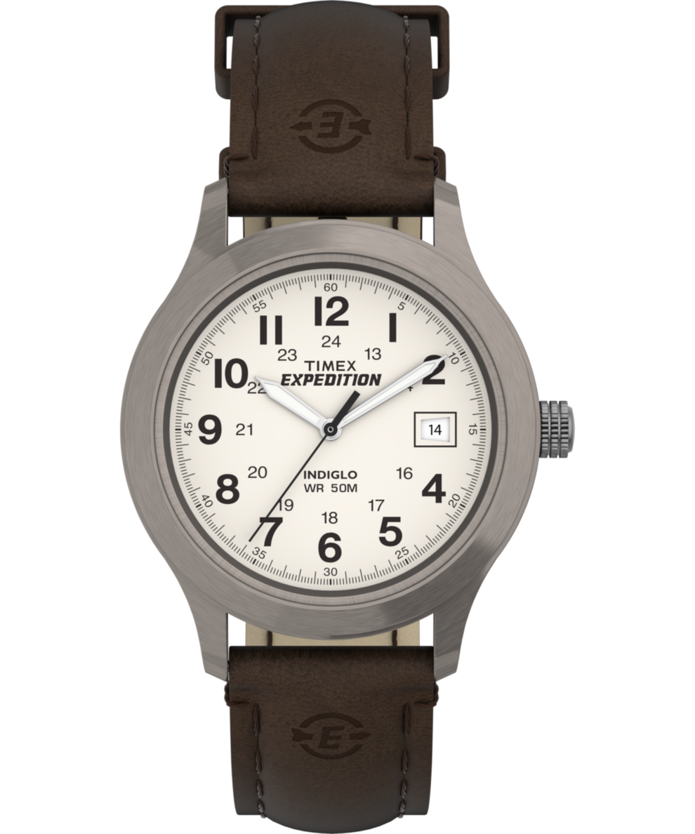 Expedition Metal Field 37mm Leather Strap Watch T49870 Timex CA