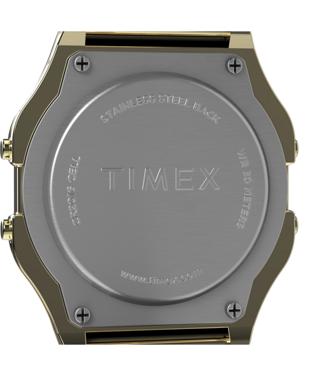 TW2R79200 Timex T80 34mm Stainless Steel Bracelet Watch Caseback Image