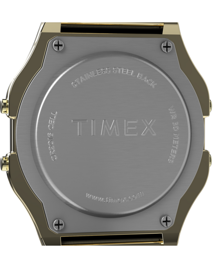 TW2R79200 Timex T80 34mm Stainless Steel Bracelet Watch Caseback Image