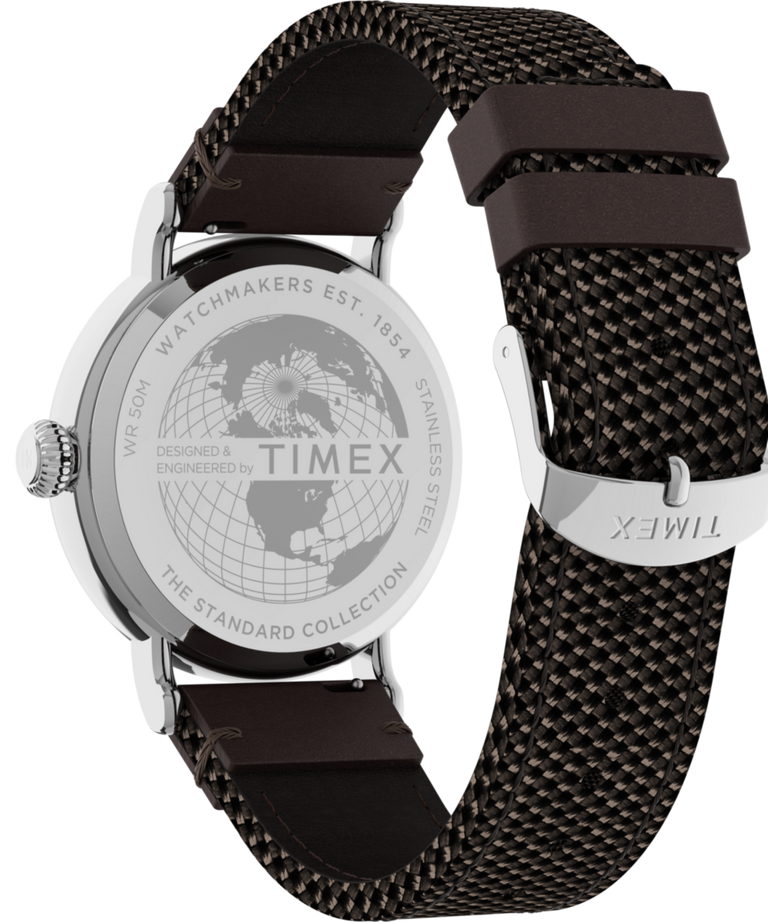 TW2U89600 Timex Standard 40mm Fabric and Leather Strap Watch Caseback with Attachment Image