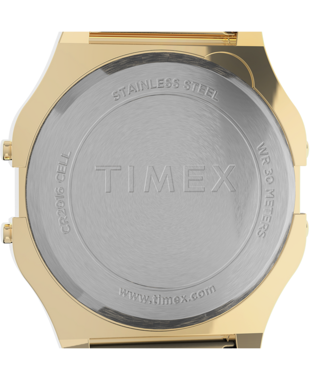 TW2U93500 Timex T80 34mm Stainless Steel Bracelet Watch Caseback Image
