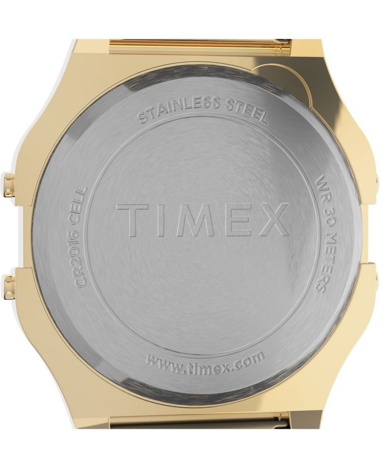 TW2U93500 Timex T80 34mm Stainless Steel Bracelet Watch Caseback Image