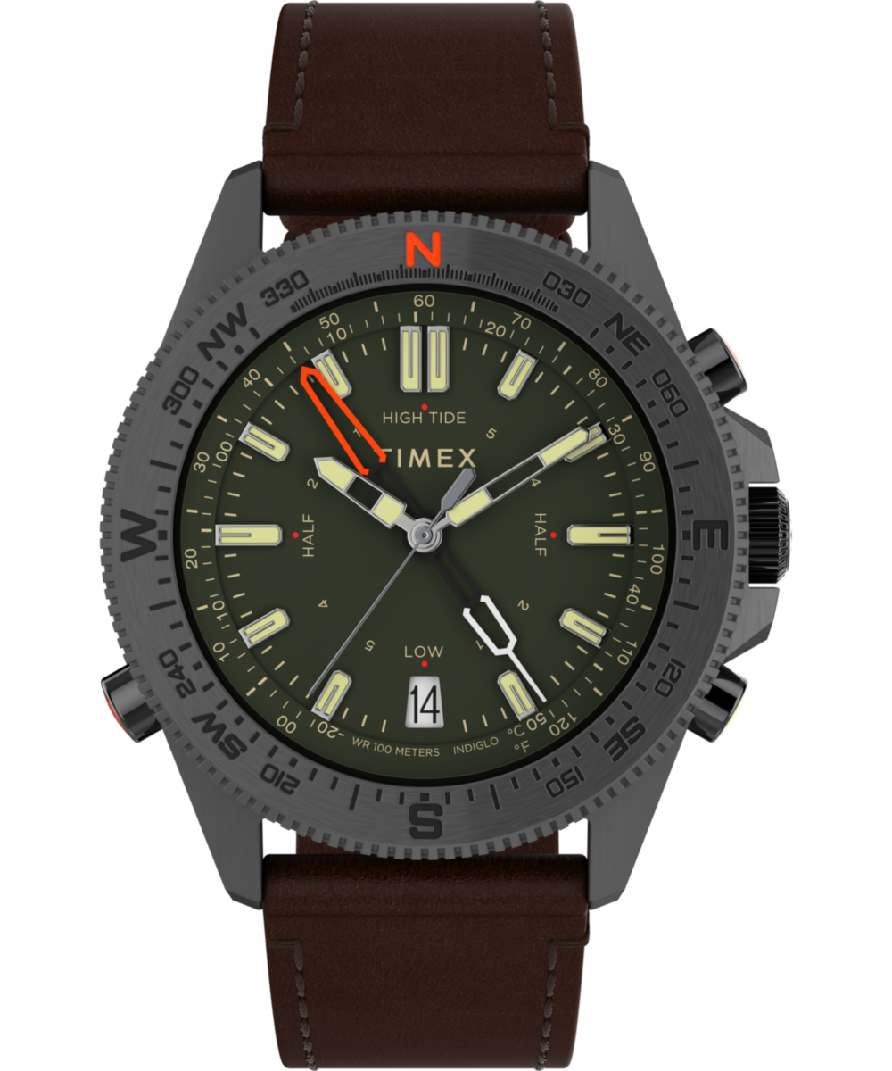 Expedition Tide Temp Compass 43mm Eco Friendly Leather Strap Watch TW2V04000 Timex CA