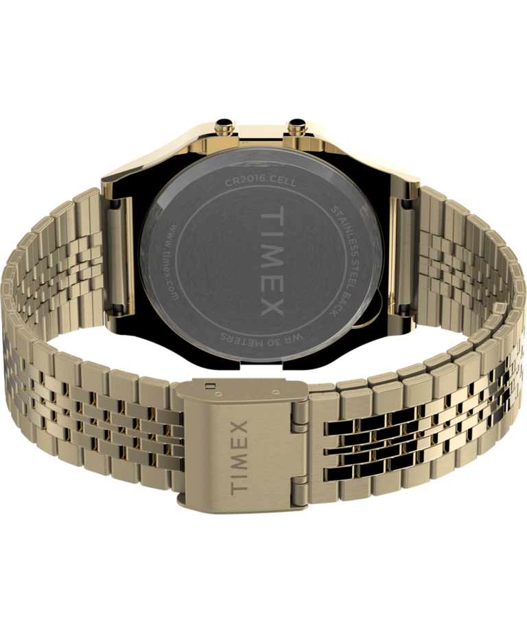 TW2V19500 Timex T80 34mm Stainless Steel Bracelet Watch Caseback with Attachment Image