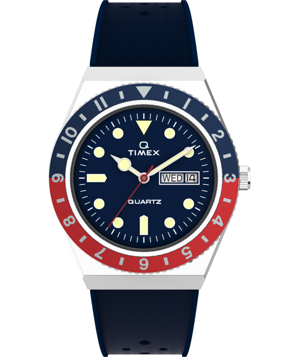 Q Timex 38mm Synthetic Rubber Strap Watch