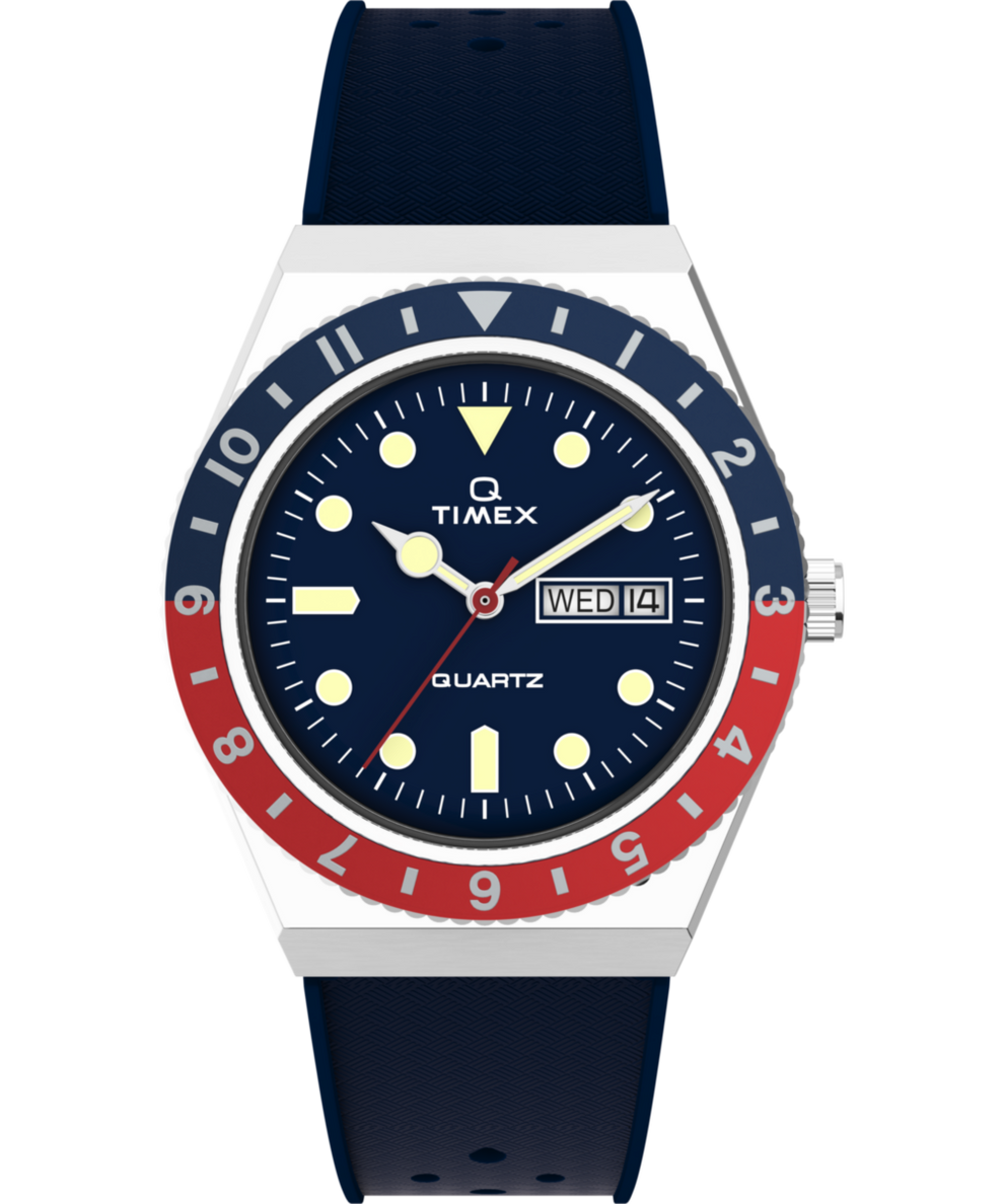 Timex Boutique Q Stainless Steel Synthetic Rubber Strap Watch TW2V32100V3 Blue