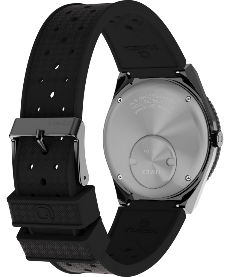 TW2V38200 Q Timex GMT 38mm Synthetic Rubber Strap Watch Caseback with Attachment Image